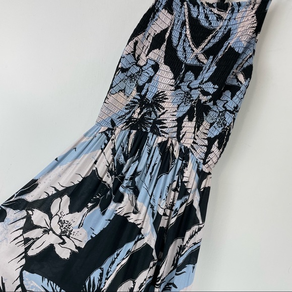 Free People Heat Wave Palm Print Maxi Dress Sz Medium Tiered Boho - Picture 7 of 16